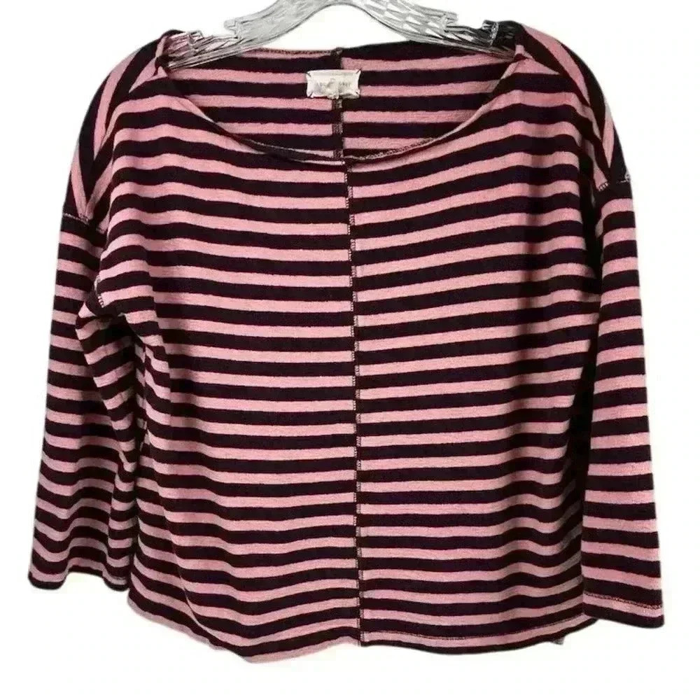 Lou‎ & Grey Women's Pink Striped Long Sleeve Crew Neck Top Size S